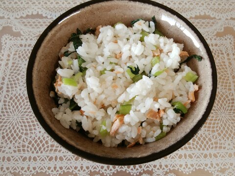 鮭と小松菜の混ぜご飯♡